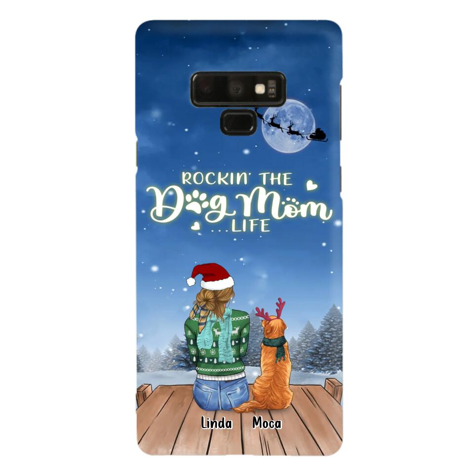 Personalized Christmas Dog Mom Phone Case - Up to 5 Dogs - Gift Idea For Dog Lover/Dog Mom - Rockin' The Dog Mom Life - Case For iPhone And Samsung
