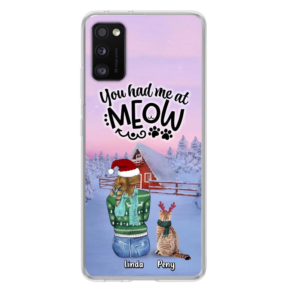 Personalized Christmas Cat Mom Phone Case - Up to 5 Cats - Christmas Gift Idea For Cat Lover - You Had Me At Meow - Case For iPhone And Samsung