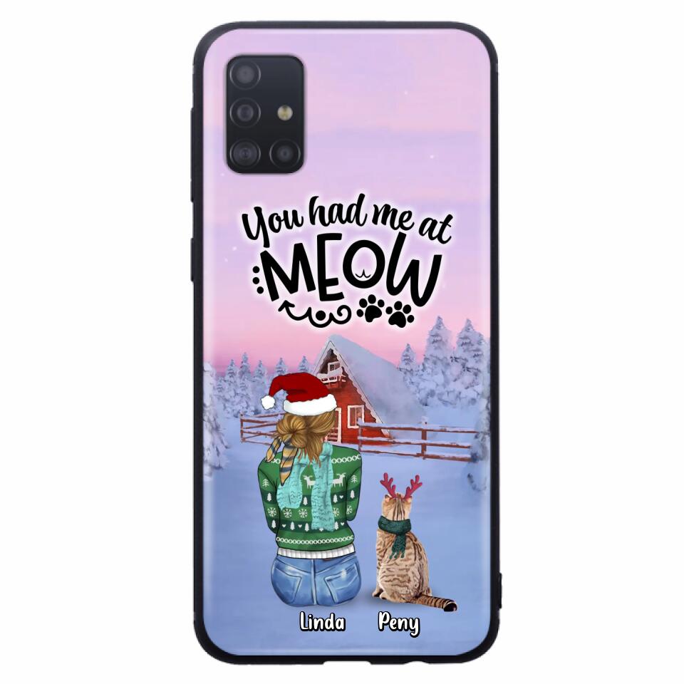 Personalized Christmas Cat Mom Phone Case - Up to 5 Cats - Christmas Gift Idea For Cat Lover - You Had Me At Meow - Case For iPhone And Samsung