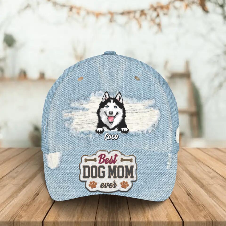 Personalized Dog Baseball Cap - Gift Idea For Dog Owner with up to 3 Dogs - Best Dog Mom Ever