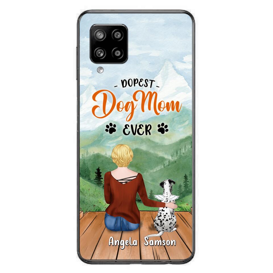 Custom Personalized Dog Mom Phone Case - Upto 5 Dogs - Gift Idea For Dog Lovers  - Dopest Dog Mom Ever - Case For iPhone/Samsung