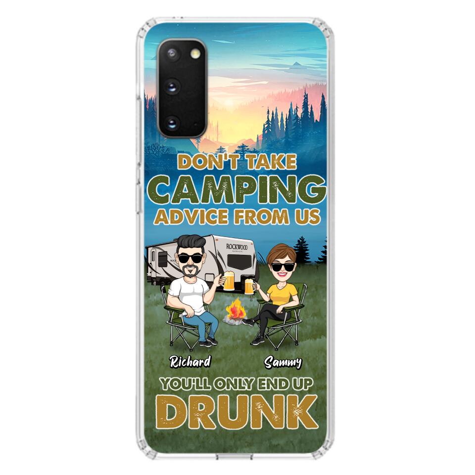 Personalized Camping Friends Phone Case - Up to 7 Friends - Gift Idea For Friends/Camping Lovers - Don't Take Camping Advice From Us You'll Only End Up Drunk - Case for iPhone/Samsung