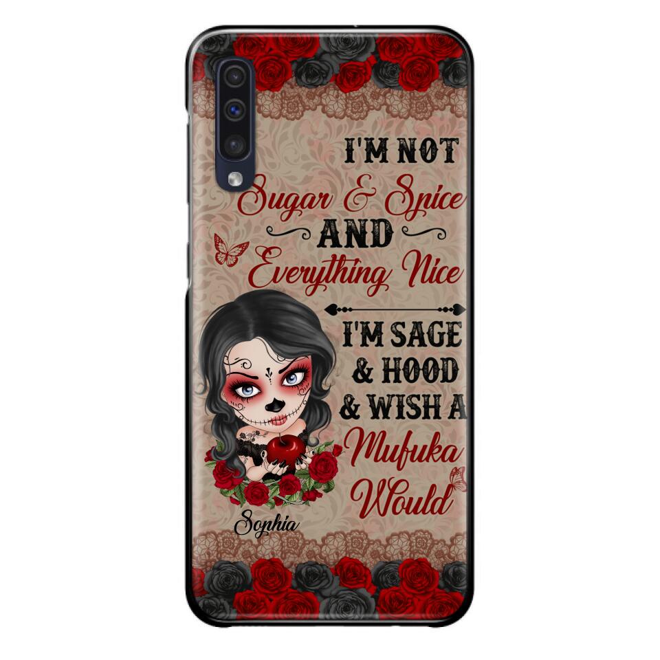 Custom Personalized Skull Girl Phone Case - Halloween Gift For Skull Lover - I'm Not Sugar & Spice - Case For iPhone And Samsung