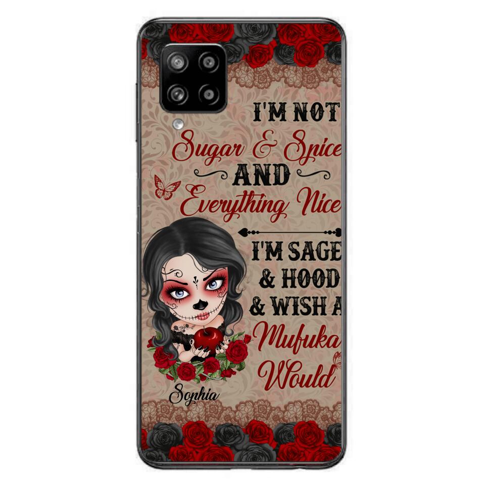 Custom Personalized Skull Girl Phone Case - Halloween Gift For Skull Lover - I'm Not Sugar & Spice - Case For iPhone And Samsung