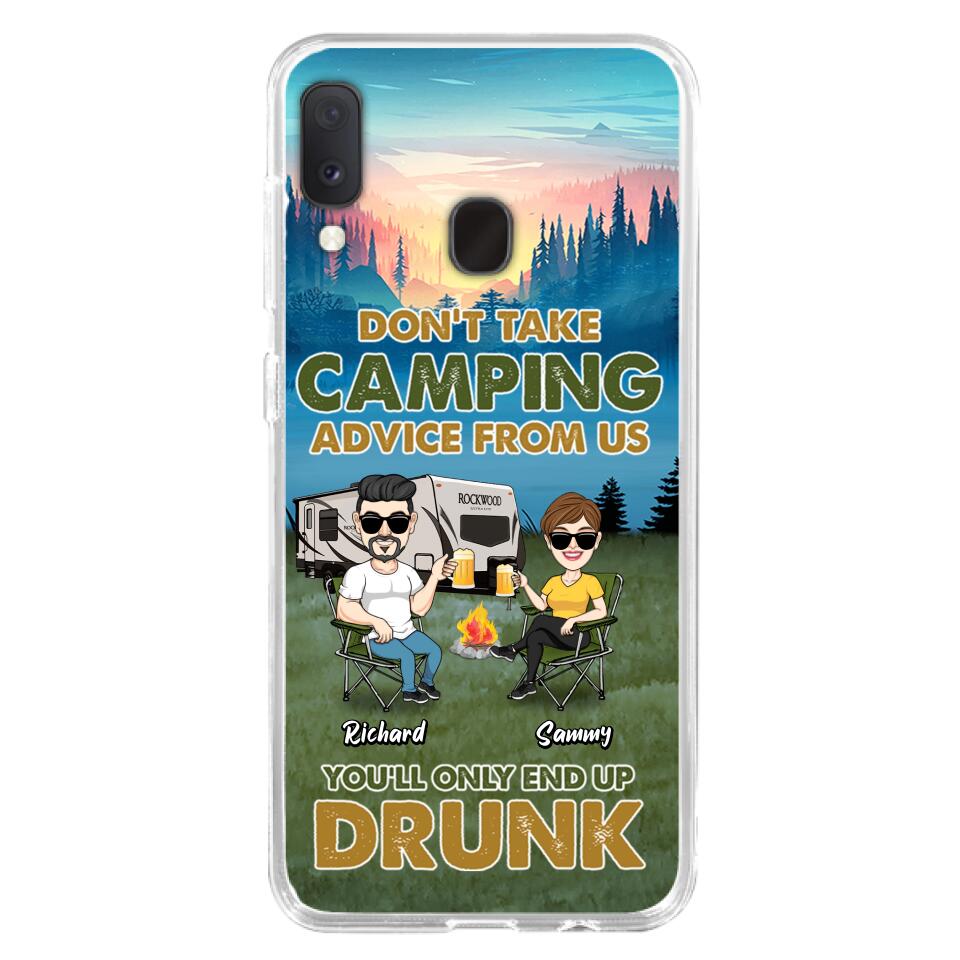 Personalized Camping Friends Phone Case - Up to 7 Friends - Gift Idea For Friends/Camping Lovers - Don't Take Camping Advice From Us You'll Only End Up Drunk - Case for iPhone/Samsung