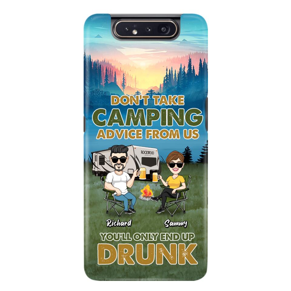 Personalized Camping Friends Phone Case - Up to 7 Friends - Gift Idea For Friends/Camping Lovers - Don't Take Camping Advice From Us You'll Only End Up Drunk - Case for iPhone/Samsung