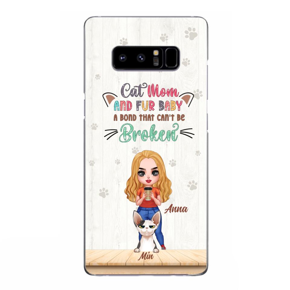 Personalized Cat Mom Chibi Phone Case - Gift Idea For Mother's Day/Cat Lovers With Up to 6 Cats - Cat Mom And Fur Baby A Bond That Can't Be Broken - Case For iPhone And Samsung