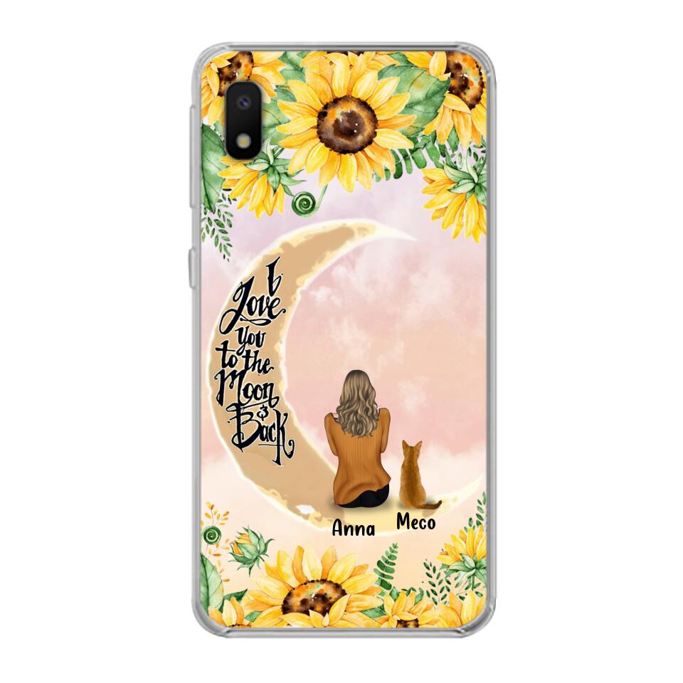 Personalized Cat Sun Flower Phone Case - Up to 6 Cats - Gift Idea For Cat Lover - I Love You To The Moon And Back - Case For iPhone And Samsung