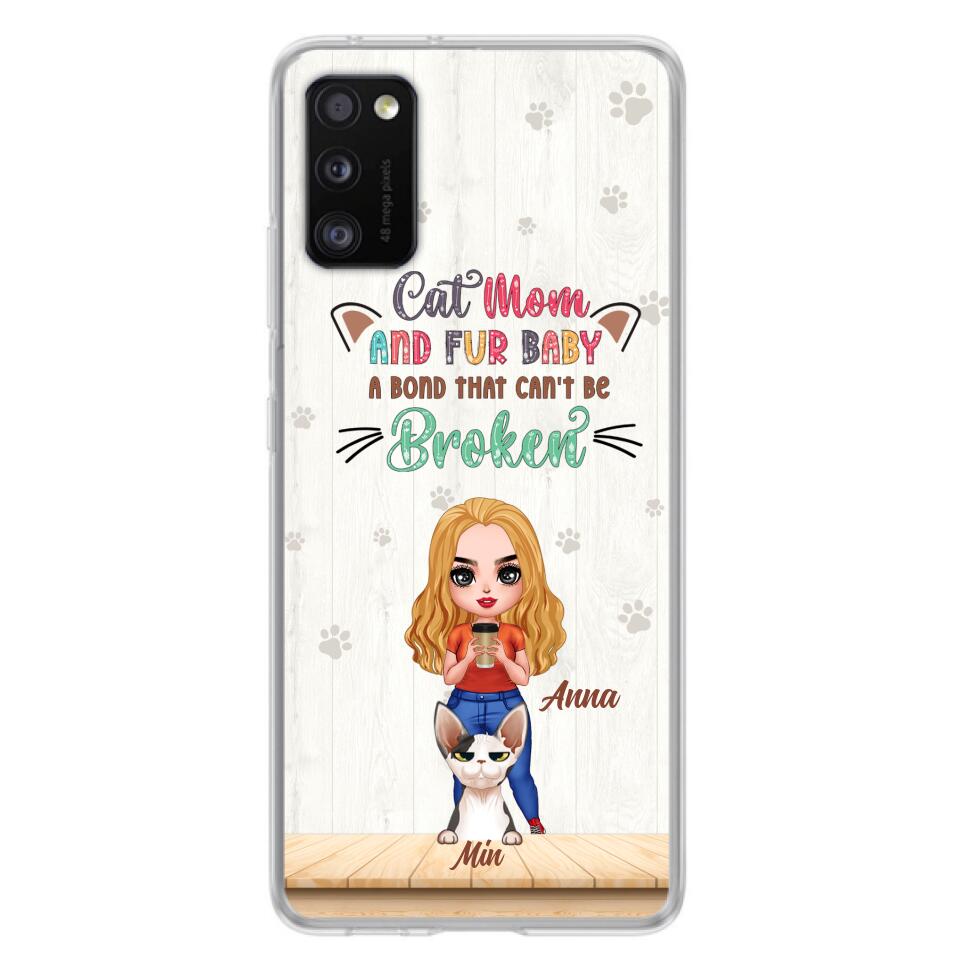 Personalized Cat Mom Chibi Phone Case - Gift Idea For Mother's Day/Cat Lovers With Up to 6 Cats - Cat Mom And Fur Baby A Bond That Can't Be Broken - Case For iPhone And Samsung