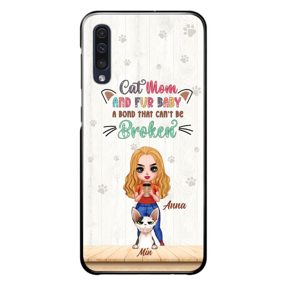 Personalized Cat Mom Chibi Phone Case - Gift Idea For Mother's Day/Cat Lovers With Up to 6 Cats - Cat Mom And Fur Baby A Bond That Can't Be Broken - Case For iPhone And Samsung