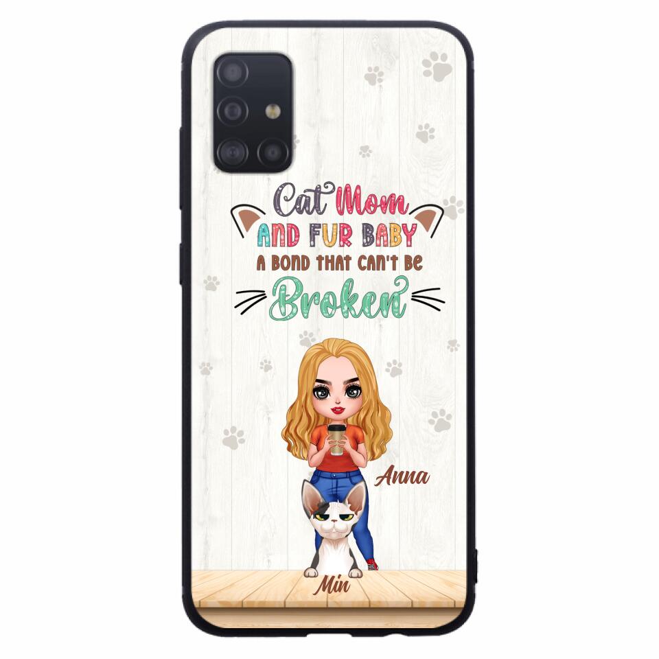 Personalized Cat Mom Chibi Phone Case - Gift Idea For Mother's Day/Cat Lovers With Up to 6 Cats - Cat Mom And Fur Baby A Bond That Can't Be Broken - Case For iPhone And Samsung