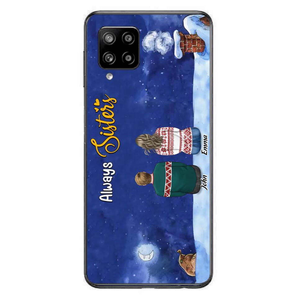 Personalized Christmas Brother & Sister Phone Case - Christmas Gift Idea For Siblings - Up to 12 People - Always Sisters - Case For iPhone And Samsung