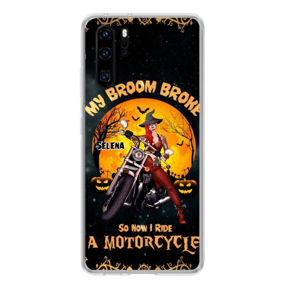 Personalized Witch Phone Case - Up to 4 Dogs - Halloween Gifts For Friends/Dog Lovers  - My Broom Broke So Now I Ride A Motorcycle - Case For Xiaomi/Oppo/Huawei