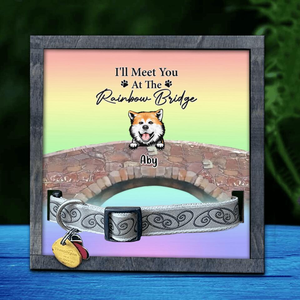 Custom Personalized Memorial Dog Loss Frame - Memorial Gift Idea For Dog Lovers - Up To 4 Dogs - I'll Meet You At The Rainbow Bridge