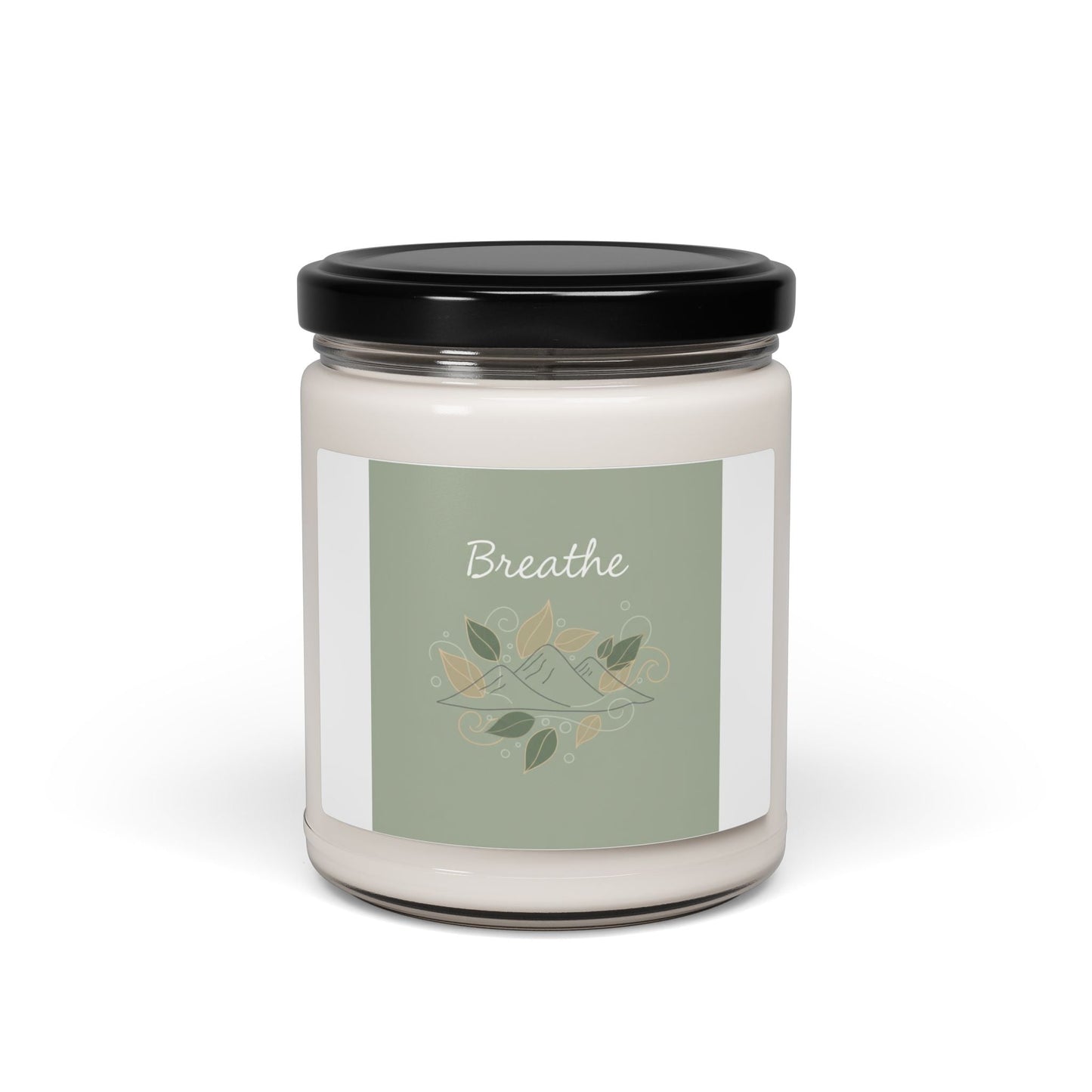 Breathe Mountain Leaf Candle, Soy Candle, Nature Symbols, Calm Décor