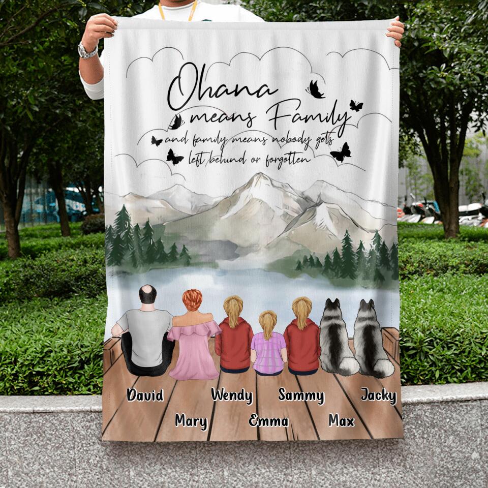 Personalized Family Flag Sign - Up to 4 Pets -Gift Idea for Father's Day/Mother's Day/Family - Ohana Means Family And Family Means Nobody Gets Left Behind Or Forgotten