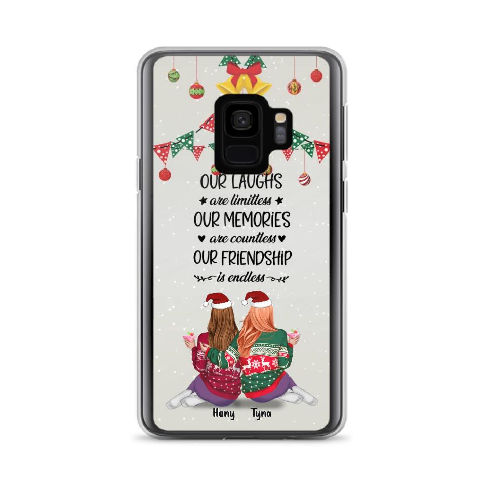 Custom Personalized Christmas Friends Phone Case - Gift Idea For Best Friends With Up To 5 Girls - Our Laughs Are Limitless - Cases For iPhone And Samsung
