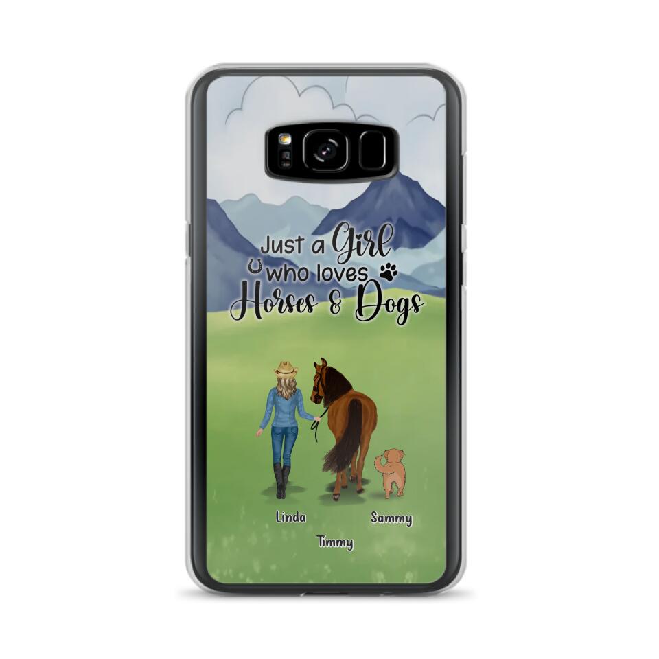 Personalized Horse & Dog Phone Case - Gift Idea For Horse/Dog Lovers With Up To 2 Horses And 4 Dogs - Just A Girl Who Loves Horses & Dogs - Cases For iPhone & Samsung