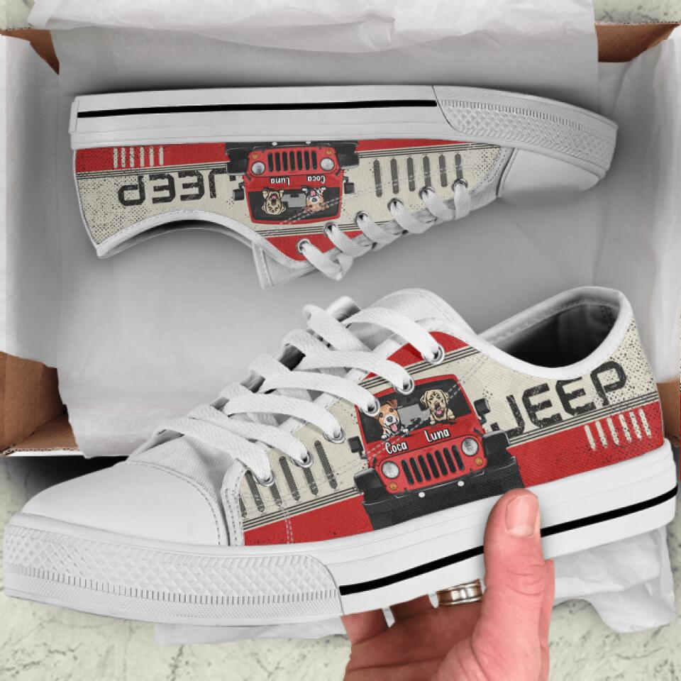Personalized Off-road & Dogs Sneakers - Gift for Off-road Lovers, Dog Lovers - Up to 2 Dogs