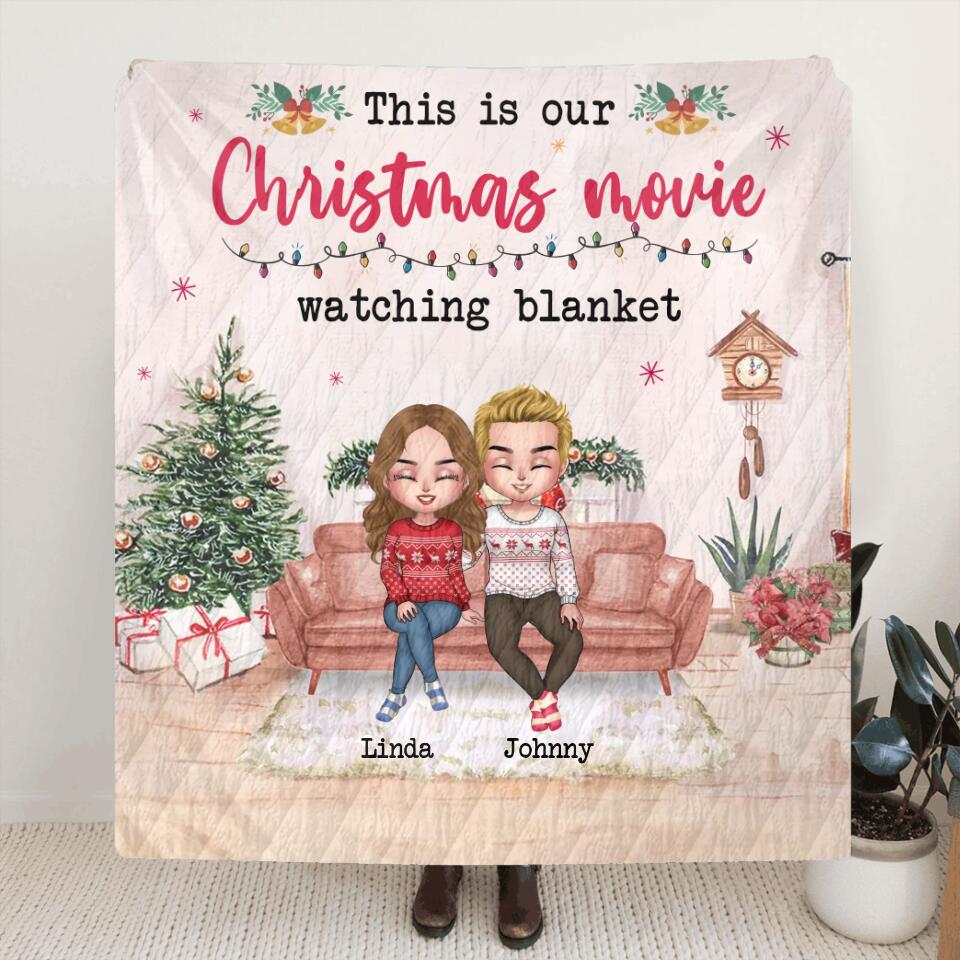 Personalized Christmas Couple Fleece Throw Blanket/Quilt - Gift Idea For Couple/Christmas - Up To 4 Dogs - This Is Christmas Movie Watching Blanket