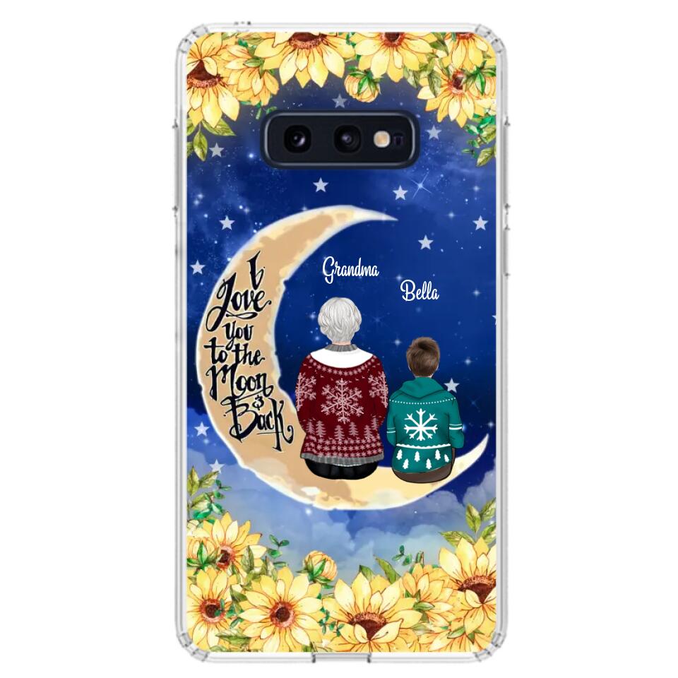 Personalized Grandma & Grandchilds Sitting On Moon Phone Case - Up to 3 Kids - Gift Idea For Grandma - I Love You To The Moon And Back - Cases For iPhone & Samsung