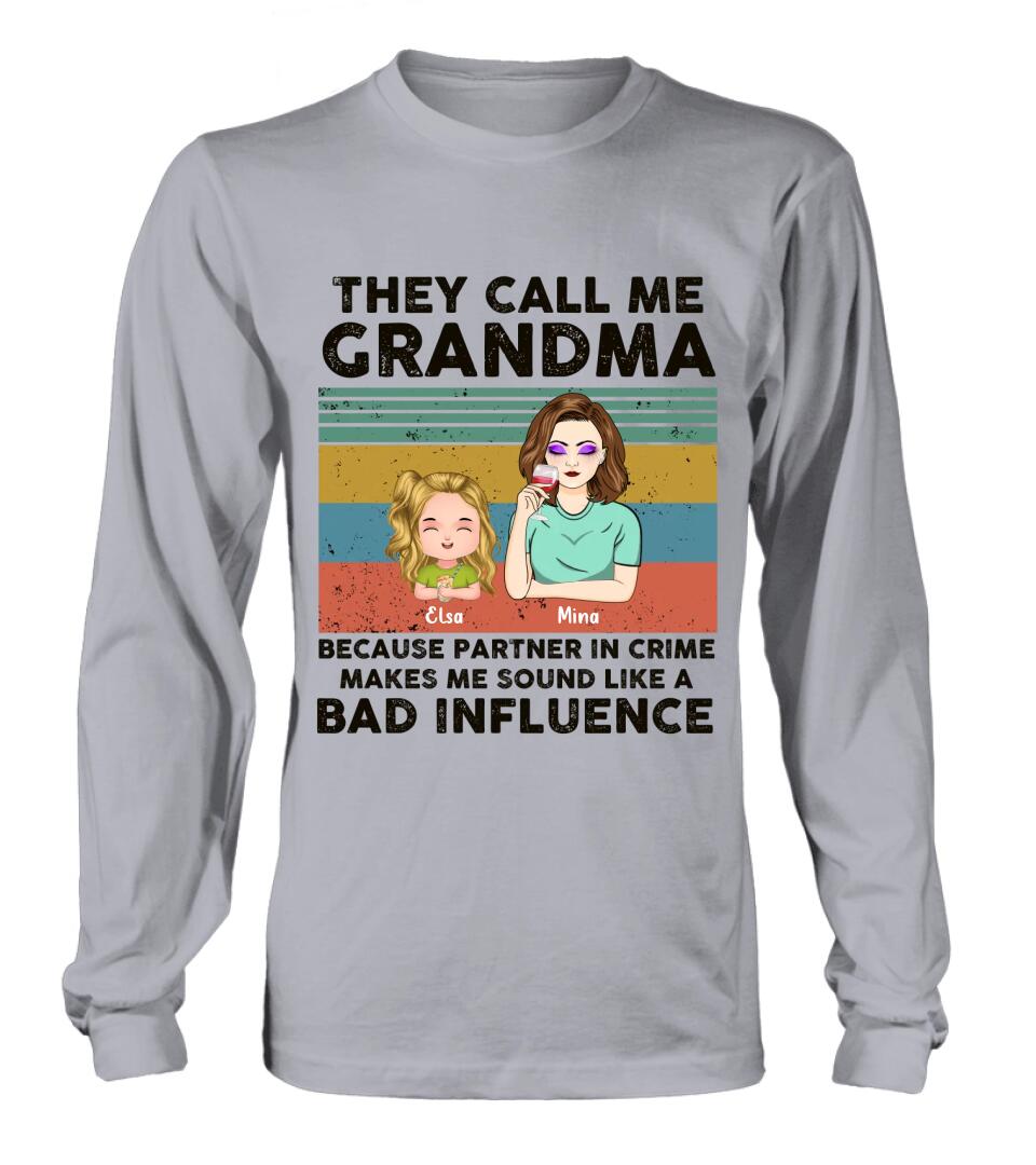 Personalized Grandpa/Grandma T-shirt/Long Sleeve/Sweatshirt/Hoodie - Gift Idea For Grandparents - Up to 7 Kids - They Call Me Grandma