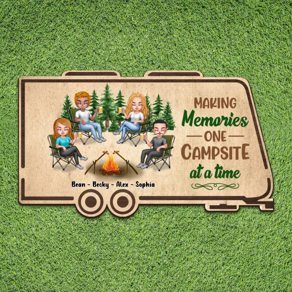 Personalized Camper Area Doormat - Gift For Camping Lovers/Friends with 4 People - Making Memories One Campsite At A Time