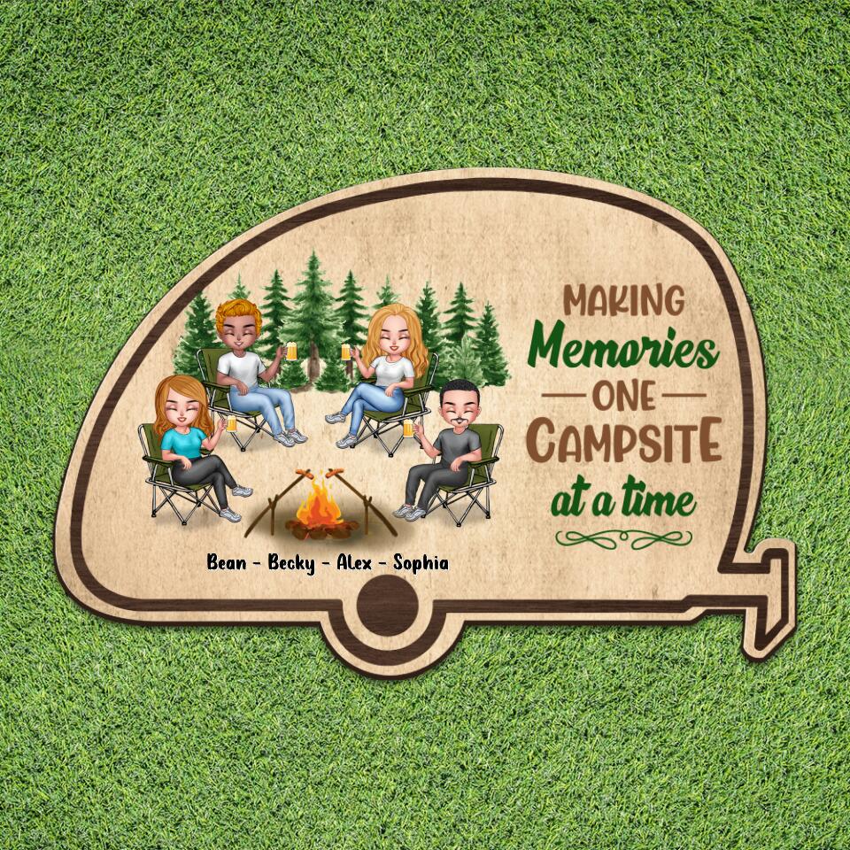 Personalized Camper Area Doormat - Gift For Camping Lovers/Friends with 4 People - Making Memories One Campsite At A Time