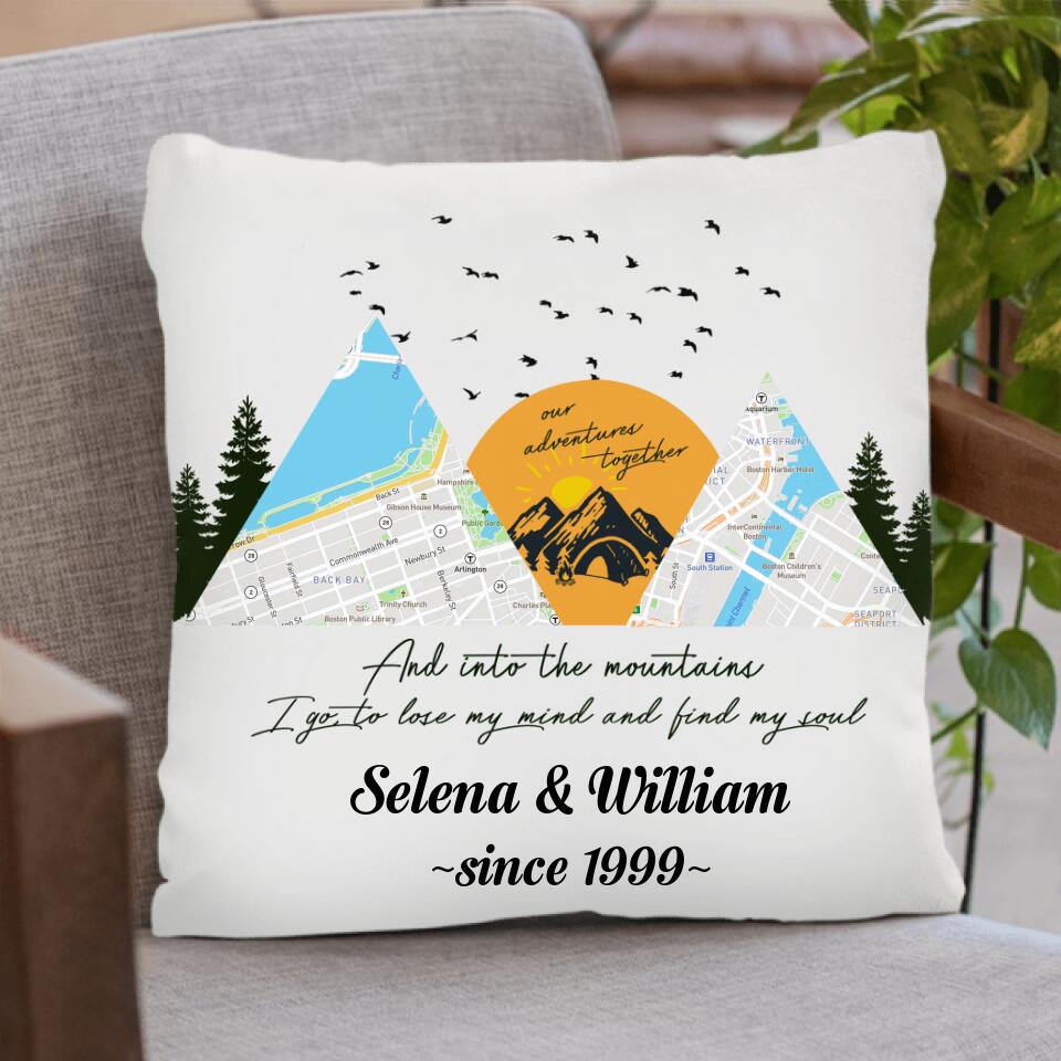 Personalized Camping Map Pillow Cover/Quilt/Fleece Blanket  - Up to 6 Maps - Best Gift For Camping Lovers - Taking Memories And Leaving Footprints