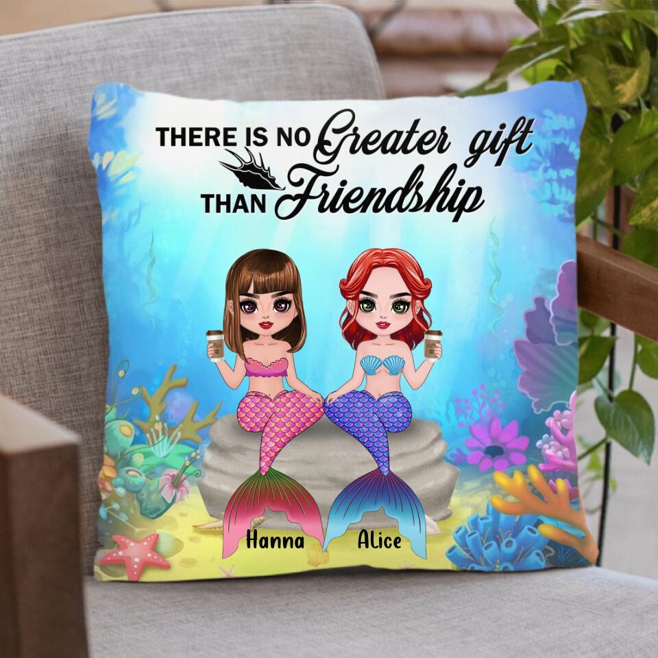 Personalized Mermaid Friends/Sisters Pillow Cover/Quilt/Fleece Blanket - Up to 4 Mermaids - There Is No Greater Gift Than Friendship