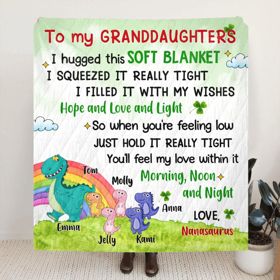 Personalized Dinosaur Mom Quilt/Fleece Throw Blanket/Pillow Cover - Up to 5 Dinosaurs - Gift Idea For Family