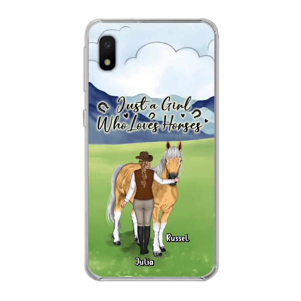 Custom Personalized Horse Girl Phone Case - Gift Idea For Horse Lovers/Horse Owners - Just A Girl Who Loves Horses - Case For iPhone & Samsung