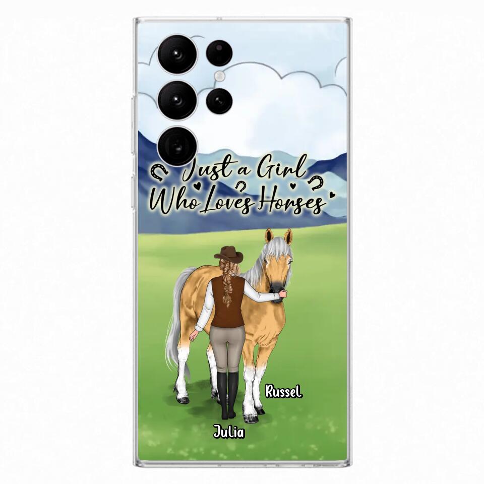 Custom Personalized Horse Girl Phone Case - Gift Idea For Horse Lovers/Horse Owners - Just A Girl Who Loves Horses - Case For iPhone & Samsung