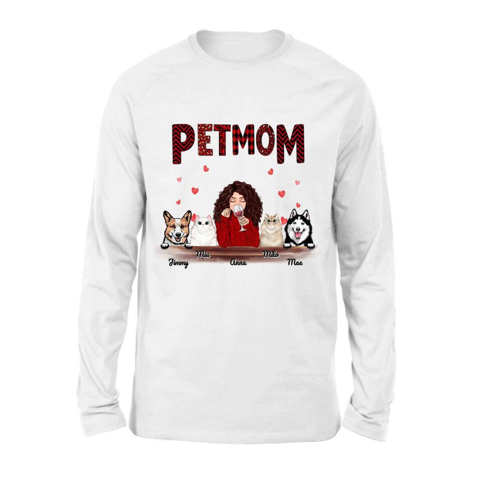Personalized Dog/Cat T-shirt/Hoodie/Long Sleeves/Sweater - Gift For Dog Mom/Cat Mom - Up to 4 Pets