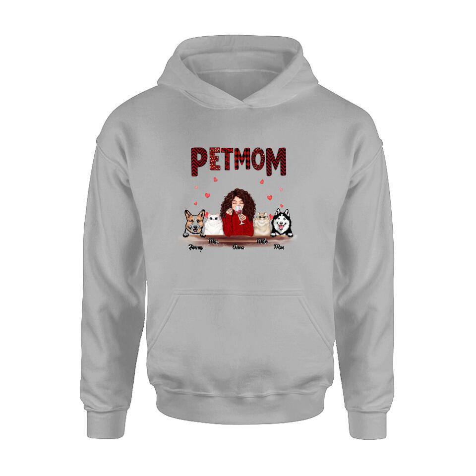 Personalized Dog/Cat T-shirt/Hoodie/Long Sleeves/Sweater - Gift For Dog Mom/Cat Mom - Up to 4 Pets