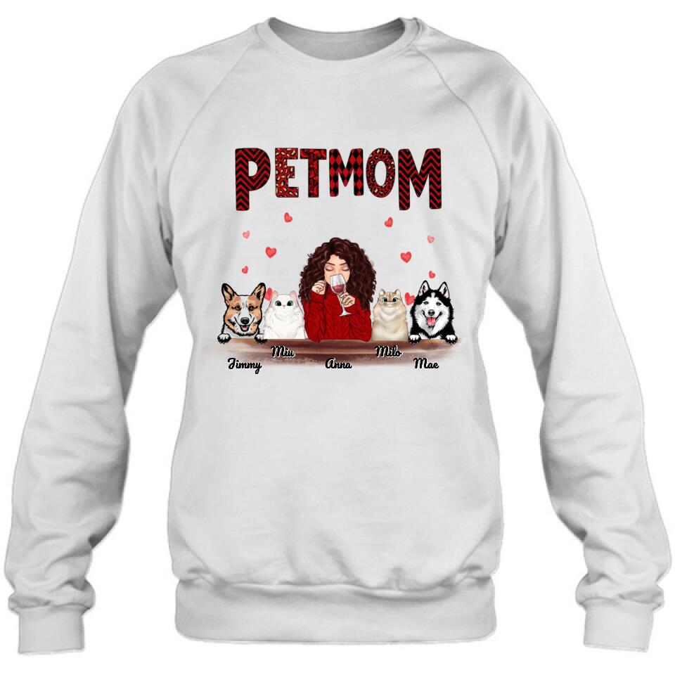 Personalized Dog/Cat T-shirt/Hoodie/Long Sleeves/Sweater - Gift For Dog Mom/Cat Mom - Up to 4 Pets