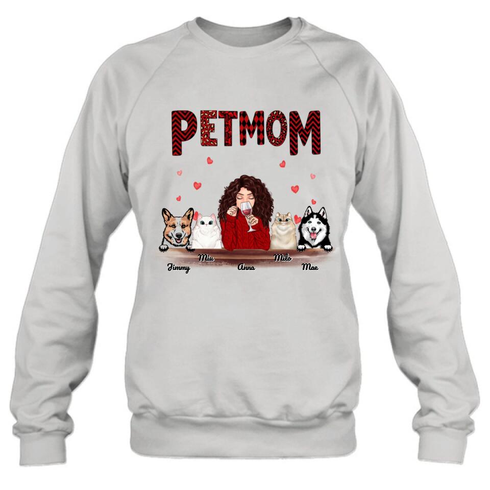 Personalized Dog/Cat T-shirt/Hoodie/Long Sleeves/Sweater - Gift For Dog Mom/Cat Mom - Up to 4 Pets