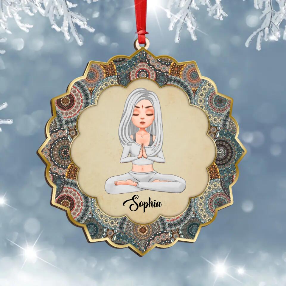 Personalized Yoga Girl Wooden Ornament - Christmas/Birthday Gift Idea for Yoga Lovers