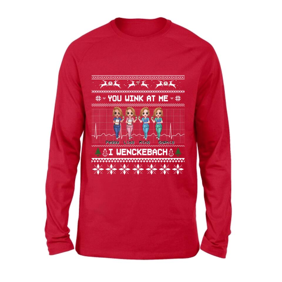 Personalized Nurses Shirt - Up to 4 Nurses - Christmas Gift Idea for Nurses/Friends/Besties - You Wink At Me I Wenckeback