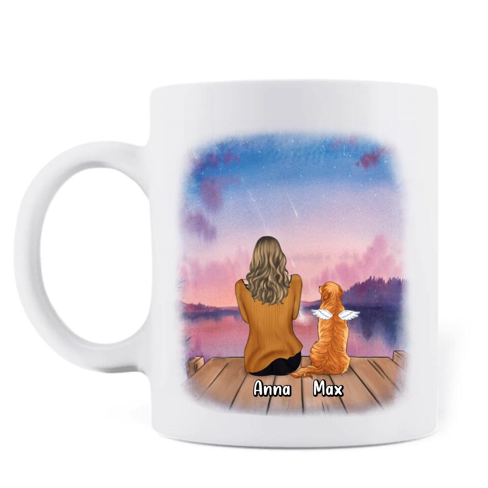 Personalized Dog Coffee Mug - Man/Woman With Up to 4 Dogs - Gift Idea For Dog Lover - The Road To My Heart Is Paved With Paw Prints