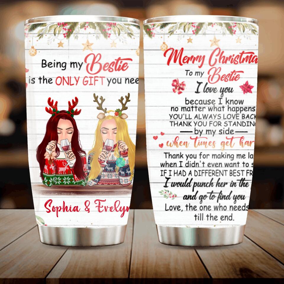 Personalized Xmas Besties Tumbler - Best Gift For Friends - Merry Christmas To My Bestie