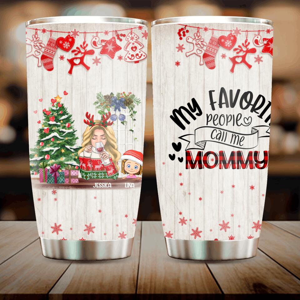 Personalized Mommy And Kids Xmas Tumbler - Mom With Up to 5 Kids - Christmas Gift For Mom - T1IGHH