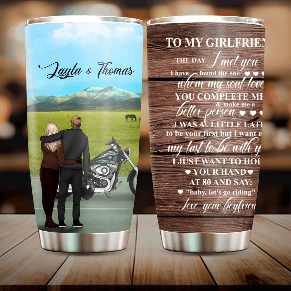 Personalized Couple Tumbler - Gift idea for Bikers, Biker Couples - To My Girlfriend
