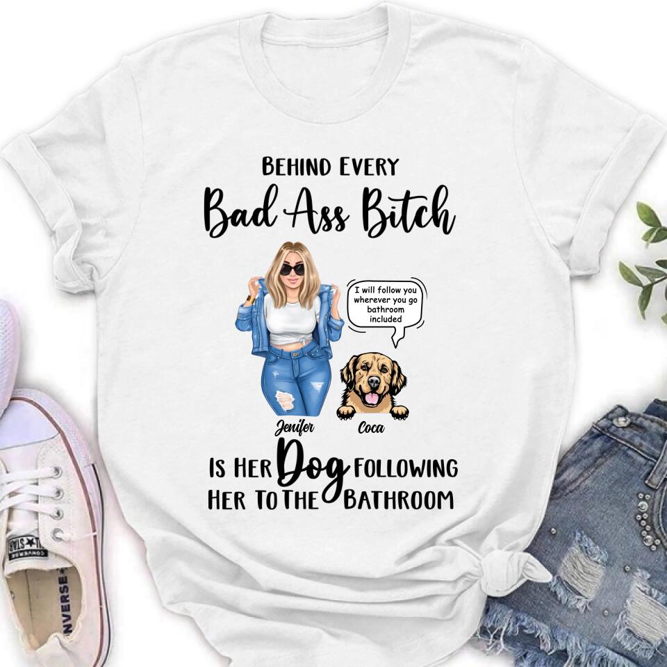 Personalized Dog Following To The Bathroom T-shirt/Long Sleeve/Sweatshirt/Hoodie - Gift Idea For Dog Lover - Up to 4 Dogs - I Will Follow You Wherever You Go Bathroom Included