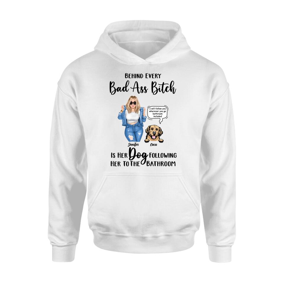Personalized Dog Following To The Bathroom T-shirt/Long Sleeve/Sweatshirt/Hoodie - Gift Idea For Dog Lover - Up to 4 Dogs - I Will Follow You Wherever You Go Bathroom Included