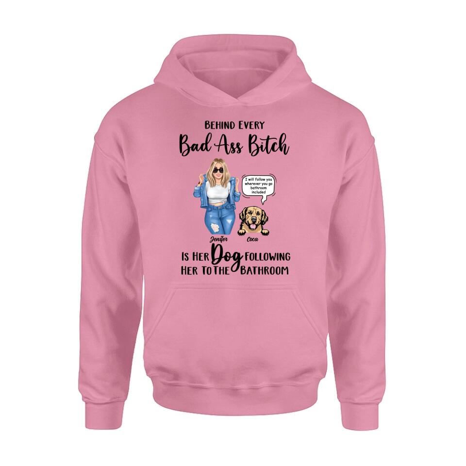 Personalized Dog Following To The Bathroom T-shirt/Long Sleeve/Sweatshirt/Hoodie - Gift Idea For Dog Lover - Up to 4 Dogs - I Will Follow You Wherever You Go Bathroom Included