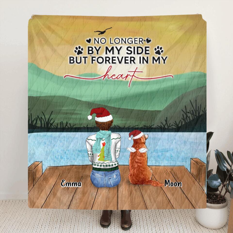 Personalized Pet Mom/Dad Quilt/Fleece Throw Blanket - Gift Idea For Dog/Cat Lovers - Up to 4 Pets - No Longer By My Side But Forever In My Heart