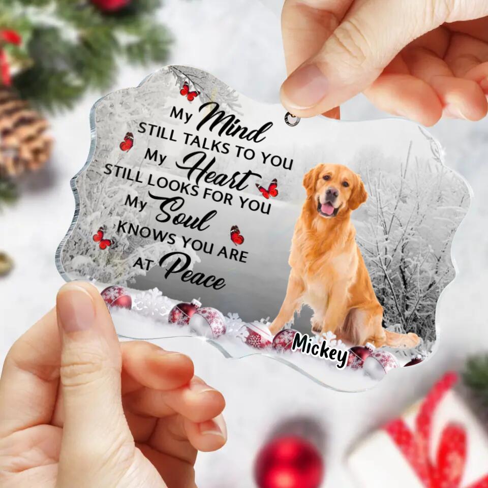 Custom Personalized Memorial Photo Acrylic Ornament - Memorial Gift Idea For Christmas - My Mind Still Talks To You