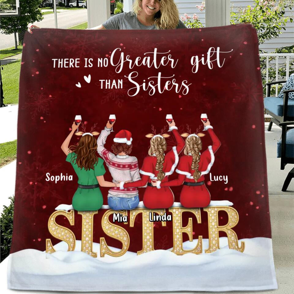 Personalized Besties/Sisters Xmas Quilt/Fleece Throw Blanket - Gift Idea For Best Friends - Up to 4 Friends - There Is No Greater Gift Than Sisters