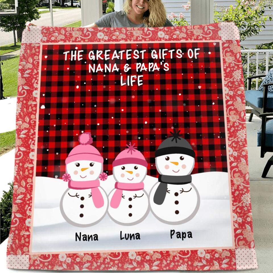 Personalized Grandparents Quilt/Fleece Throw Blanket - Christmas Gift For Grandparents - Up To 20 Grandkids - The Greatest Gifts Of Nana & Papa's Life